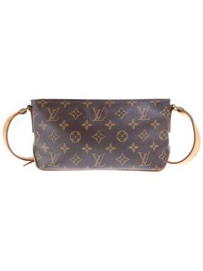 Louis Vuitton Trotteur Monogram Leather Shoulder Bag Gold Brown